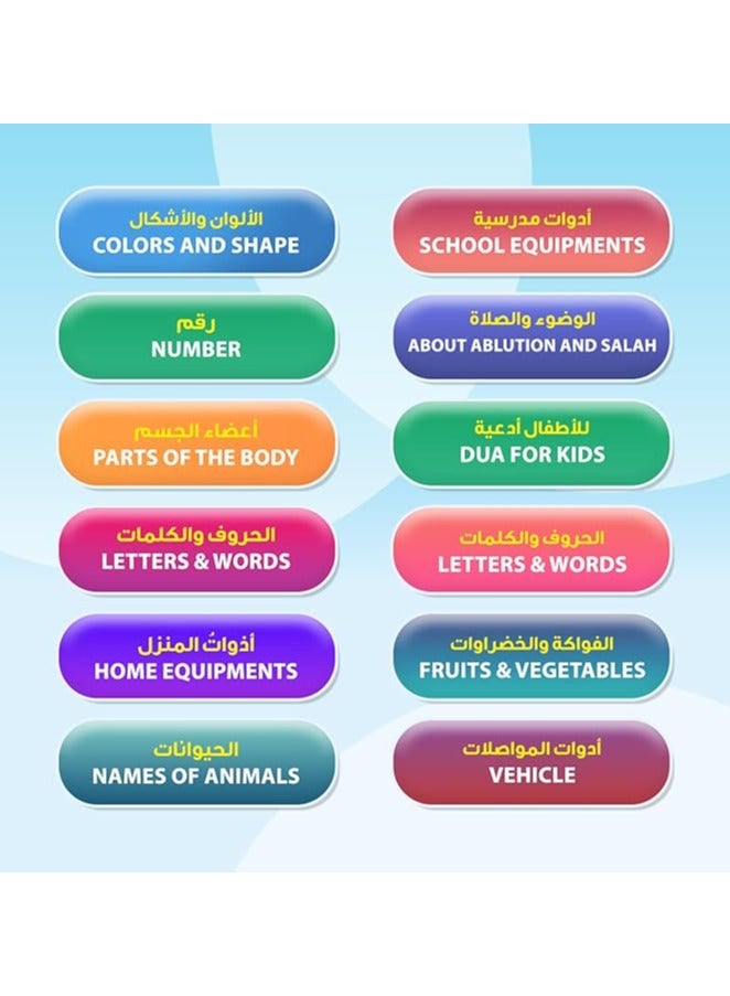 Arabic and English Talking Flash Cards for Toddlers, 12series/198pcs/396content Preschool Learning Toys for Children, Arabic Vocabulary Educational Flashcards perfect gift for Ramadan - Image 4